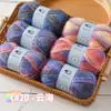 Manta de Crochê Gradiente Arco-Íris Cachecol Xale Manta Flor de Lançar Cabelo Longo de Mohair da Irmã Elástico de Cabelo de Crochê Fio