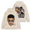 Camiseta de Manga Corta Estilo Retro Americano Transfronterizo con Estampado de Bad Bunny Suelta Resistente Cuello Redondo Sudadera con Capucha para Hombre