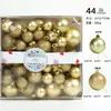 Bola de Natal Spot Transfronteiriça 3/4/5cm Caixa Colorida Quadrada Enfeite para Árvore de Natal Bola Brilhante com Glitter 44 Peças Caixa de Presente