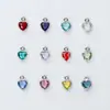 12 Piedras de Nacimiento Colgante Metálico en Forma de Corazón Accesorios para Joyería DIY Colgante para Collar Pulsera Pendiente Producto Semi-Terminado