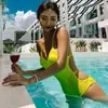 2024 AliExpress Europeo y Americano Comercio Exterior Nuevo Tejido Color Sólido Grande Espalda Descubierta Sexy Bañador de Una Pieza para Aguas Termales