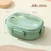 Lonchera Microwaveable Transfronteriza de Tres Compartimentos, Lonchera para Estudiantes, Caja Rectangular de Frutas para Niños con Juego de Taza de Agua