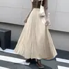 Elegante saia plissada de cintura alta estilo retrô para mulheres, novo estilo para o início do outono de 2026, saia plissada de corte A que afina a silhueta e é estilosa, com barra larga