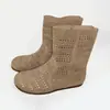 Botas Retro Vazadas de Tamanho Grande para Mulheres, Botas de Plataforma Baixa Respiráveis Estilo Verão, Sandálias Versáteis Estilo Britânico Melard