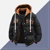 Chamarra de Algodón con Capucha para Hombre, Casual Holgada Versátil Falso Dos Piezas Moda 2025 Joven Estudiante Invierno Cálida Chaqueta Acolchada