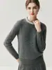 Suéter de Cachemira Otoño e Invierno Nuevo Estilo para Mujer Cuello Redondo Tejido de Canalé Suéter Base con Diseño de Lentejuelas y Pedrería Suéter Pulóver Jacquard