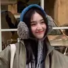 Orejeras de Lana de Cordero para Mujer Invierno Estilo Coreano Invierno Azul Engrosadas Felpa Cálidas y a Prueba de Frío Bolsas para Orejas de Exterior para Ciclismo