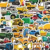 50 Adesivos de Construção de Desenho Animado em PVC para Grafite DIY Decoração de Mala Caderno Conjunto de Brinquedos Venda por Atacado Item Quente