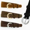 Cinturón de Terciopelo con Estampado de Leopardo Piel de Pollo Tendencia Retro Hebilla de Metal Versátil Moda de Gama Alta Decorativo para Pantalones