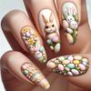WM-142 Uñas Postizas Conejo de Pascua Dibujo Animado Lindo Conejo Huevo 24 Piezas Uso de Uñas Piezas de Uñas Venta al por Mayor