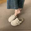 Zapatos peludos de suela gruesa Zapatos cálidos de algodón con forro polar Pantuflas medias Baotou Ropa exterior para mujer Zapatos Birkenstock de lana cachemira Invierno para mujer