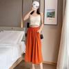 Pantalones de Falda Larga con Efecto Plisado para Mujer, Estilo Casual de Gama Alta Primavera y Verano, Seda Helada Adelgazante, Falda Larga de Pierna Ancha Petite Yamamoto