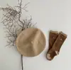 Chapéu de Tricô Estilo Coreano Ins para Crianças Outono e Inverno Chapéu de Proteção para a Cabeça de Bebê Chapéu Estiloso para Meninas Chapéu de Lã para Bebê Pulôver