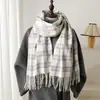 Cachecol Xale Imitação Caxemira Xadrez Casual e Fresco, Unissex Outono e Inverno Quente e Fashionável Cachecol com Franjas para o Dia a Dia