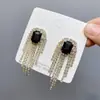 Brincos de Corrente Longa com Garras Exageradas Elegantes de Prata S925 com Strass para Mulheres Brincos com Franjas de Diamante Colorido Europeus e Americanos Brincos da Moda