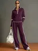 Conjunto Deportivo Casual Transfronterizo Nuevo Amazon 2026: Conjunto de Dos Piezas de Sudadera con Cuello Alto y Bloques de Color Estilo Europeo y Americano con Pantalones de Pierna Ancha