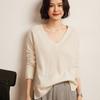 Caxemira Moda Feminina Cor Sólida Manga Raglan Pulôver Simples Fenda Curto Outono e Inverno Novo Tricô Camisa Base