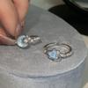 Corea del Sur Dongdaemun Anillo Estrella Luna Azul Glaciar Diseño Nicho Sentido Avanzado Anillo para Dedo Anillo Ajustable para Mujeres