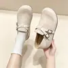 Mules para mujer estilo Birkenstock de punta redonda con doble tira, zapatos casuales versátiles de suela plana, fondo suave, estilo retro de bosque