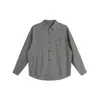 Yidao Vintage Outono 2026 Novidades Estilo Casual Americano Design de Bordado de Listras Verticais Solto Camisa Versátil de Manga Longa