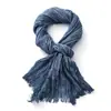 Bufanda de Algodón y Lino Otoño e Invierno Nuevo Estilo Artístico Plisada Retro Hecha a Mano Teñido Sucio Color Sólido Transfronteriza Comercio Exterior Bufanda para Hombre