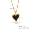 Cadena de Suéter Versátil Retro Francés, Collar de Acero de Titanio con Diamantes de Color de Alta Gama, Collar de Acero Inoxidable con Corazón Personalizado Europeo y Americano para Mujer