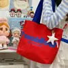 Bolso de lona de estilo coreano con diseño de dopamina para niñas, bolso tote de gran capacidad con cordón, bolso de hombro ligero para el día a día