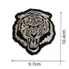 Parche de Tela Bordado de Cabeza de Tigre Agresiva Parche Decorativo Grande de Moda para Espalda de Abrigo Flor de Subsidio para Reparación de Agujeros de Animales