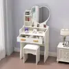 Estojo de maquiagem espelho de penteadeira de quarto com luz LED mesa de maquiagem multifuncional mesa de maquiagem moderna minimalista