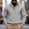 Estilo Novo Europeu e Americano Casual Gola Alta Com Zíper Pulôver Tricô Solto Jacquard Pesado Moletom de Manga Longa Outono e Inverno