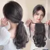 Peluca de Cola de Caballo Corta Rizada Flor de Pera para Mujer, Cola de Caballo Baja Esponjosa, Cabello Sintético Natural, Peluca de Cola de Caballo Larga con Trenzas