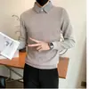 Camisa de hombre de dos piezas sintéticas 2026 ajuste slim top de punto casual de negocios suéter chaqueta de cuello de camisa moderno