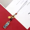 Aço Titânio Mini Thangka Pingente de Celular Deus da Riqueza Amarelo Zakiram Pequeno Thangka Pendente de Bolsa Joia de Moda Pingente