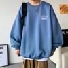 Suéter de manga comprida com forro de lã, gola redonda, camisa solta, estilo Hong Kong, moda primavera e outono, marca da moda para homens