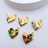 Colgante de Corazón Multicolor con Baño de Oro que Conserva el Color Estilo Minimalista Materiales para Pendientes, Collares, Pulseras DIY