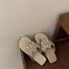 Primer Encuentro con las Chanclas de Estilo Hada Suave para Mujer, Calzado de Verano para Exteriores, Sandalias de Estilo Retro Bohemio, Chanclas de Perlas