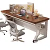 Escritorio de computadora de madera maciza, escritorio de oficina, escritorio doble, mesa de estudio, escritorio simple para estudiantes, escritorio minimalista para el hogar, mesa de dormitorio