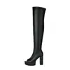 Botas de tacón de plataforma grueso de tacón alto para mujer estilo europeo y americano, boca de pez, talla 40-46, estilizan y son sexys, botas altas para discoteca