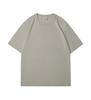Camiseta de Manga Corta de Algodón sin Costuras Tejida en Tubo con Cuello Redondo Pequeño, Talla Grande, Color Sólido, Casual, Versátil, Transpirable y que Absorbe la Humedad