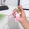 Llavero de Conejo de Amor de Dibujos Animados Pareja Abrazo Corazón Muñeca Llavero Trenzado Colgante para Bolso de Coche Regalo Máquina de Muñecas