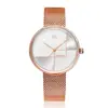 SHENGKE K0105 nuevo reloj de moda de acero inoxidable con malla para mujer, de cuarzo, estilo business casual
