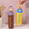 Nueva taza térmica deportiva con tapa abatible, diseño de doble sorbo, botella de agua térmica portátil para coche, taza de agua portátil grande para llevar