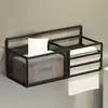 Caja de papel higiénico, portarrollos de baño impermeable sin taladro, caja de almacenamiento de pared para papel higiénico