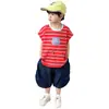 Conjunto de Verano a Rayas sin Mangas para Niños Estilo Coreano Conjunto de Dos Piezas con Chaleco Elegante Casual Ropa Moderna y Genial para Niños