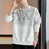 Moletom fino de manga longa com degradê estilo americano para homens, adequado para primavera, outono e inverno, corte solto, nova camiseta casual gola redonda 2026, camada base