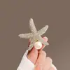 Grampo de Cabelo Pérola Estrela do Mar Requintado para Mulheres, Presilha Lateral para Meninas, Presilha Doce para Franja, Presilha Bico de Pato Simples Elegante, Presilha para Cabelos Quebrados