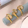 Enigma Europe Joyería de Belleza Anillo Abierto de Zirconia Irregular de Alta Textura Acero Inoxidable Chapado en Oro Anillo para el Dedo