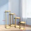 Novos Adereços de Casamento Guia de Caminho para Casamento Suporte de Flores Estrutura Quadrada Geométrica de Ferro Coluna de Flores Artificiais Montagem de Palco Metabo