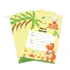 Zz022 Carta de Invitación Temática Invitación Dinosaurio Niño Festival Cumpleaños Carta de Invitación Positiva