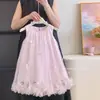 Vestido de Niña Ropa de Verano 2026 Nuevo Estilo Vestido de Princesa Infantil de Moda Vestido de Malla sin Mangas con Lazo para Bebé
